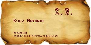 Kurz Norman névjegykártya